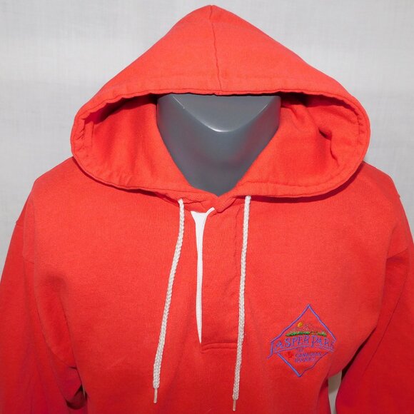 Vintage Jasper Park The Canadian Rockies Adult XL Red Hoodie - Picture 2 of 12